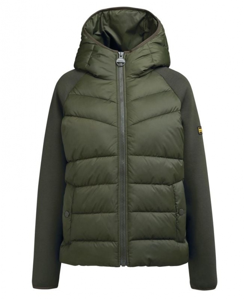 Olive Women Barbour International Scout Sweatshirt Quilted Jacket | US-3482BYEAW