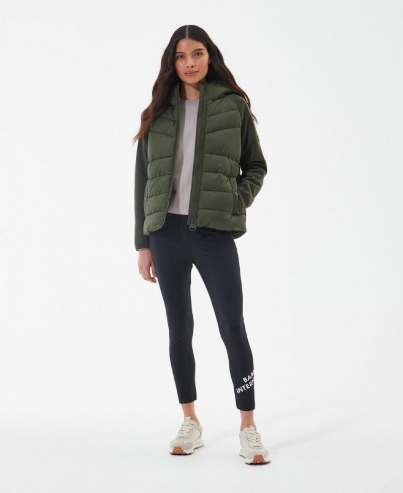 Olive Women Barbour International Scout Sweatshirt Quilted Jacket | US-3482BYEAW