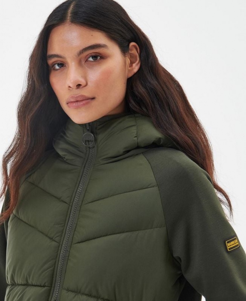 Olive Women Barbour International Scout Sweatshirt Quilted Jacket | US-3482BYEAW