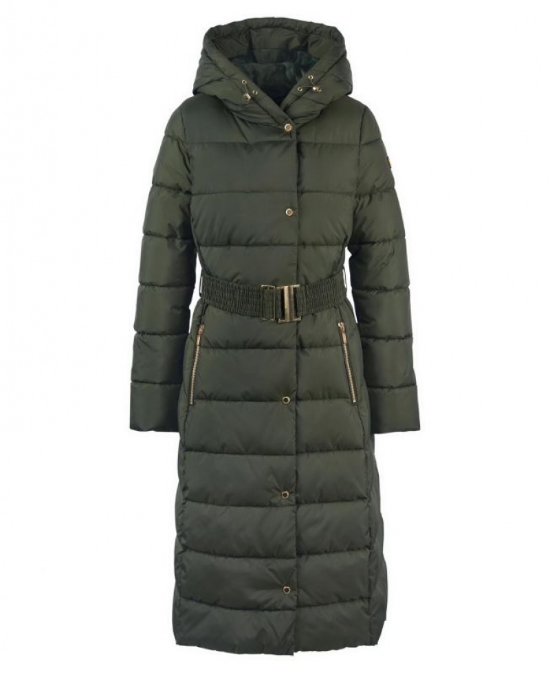 Olive Women Barbour International Track Line Quilted Jacket | US-9761LNFVA