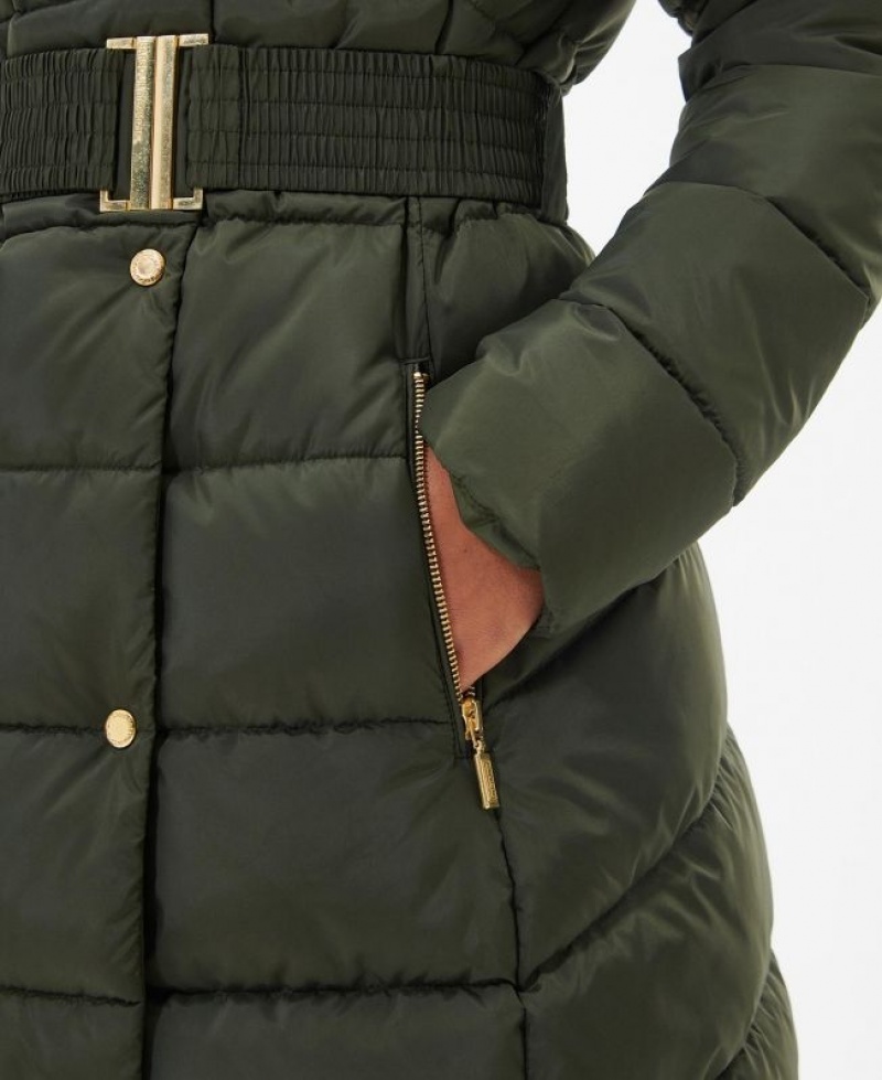 Olive Women Barbour International Track Line Quilted Jacket | US-9761LNFVA