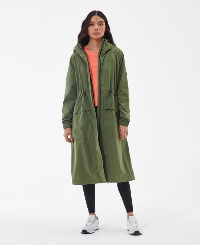 Olive Women Barbour International Woodvale Rain Jacket | US-3546GAWDR