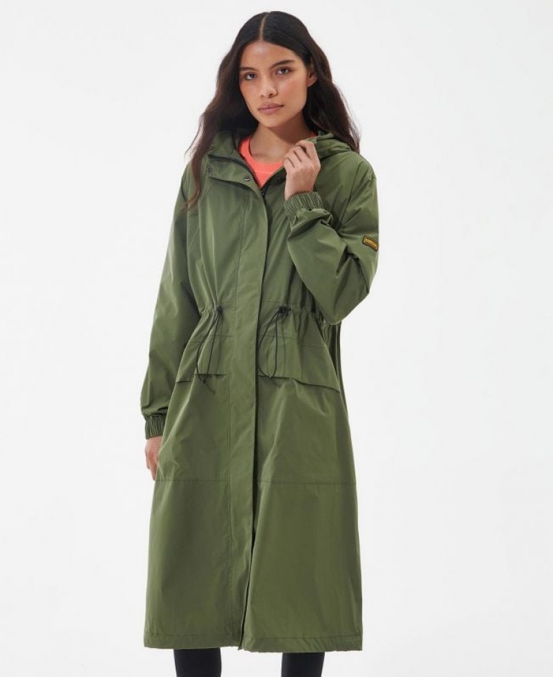 Olive Women Barbour International Woodvale Rain Jacket | US-3546GAWDR