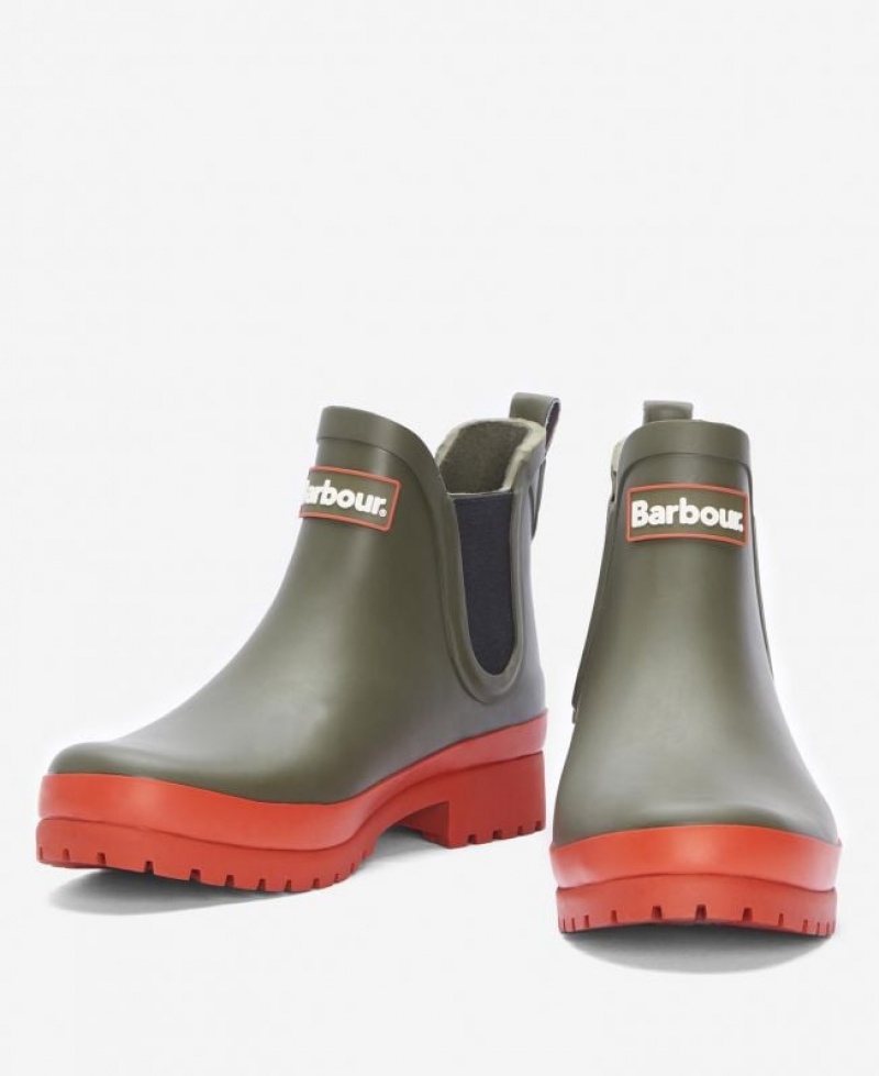 Olive Women Barbour Mallow Wellingtons Rain Boots | US-9423JIENM