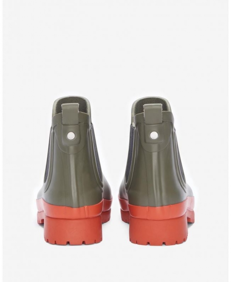 Olive Women Barbour Mallow Wellingtons Rain Boots | US-9423JIENM