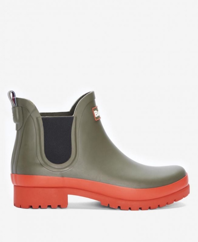 Olive Women Barbour Mallow Wellingtons Rain Boots | US-9423JIENM