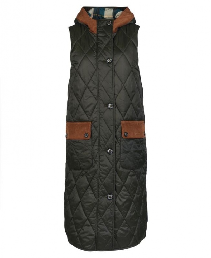 Olive Women Barbour Mickley Vest | US-1589RKFZQ