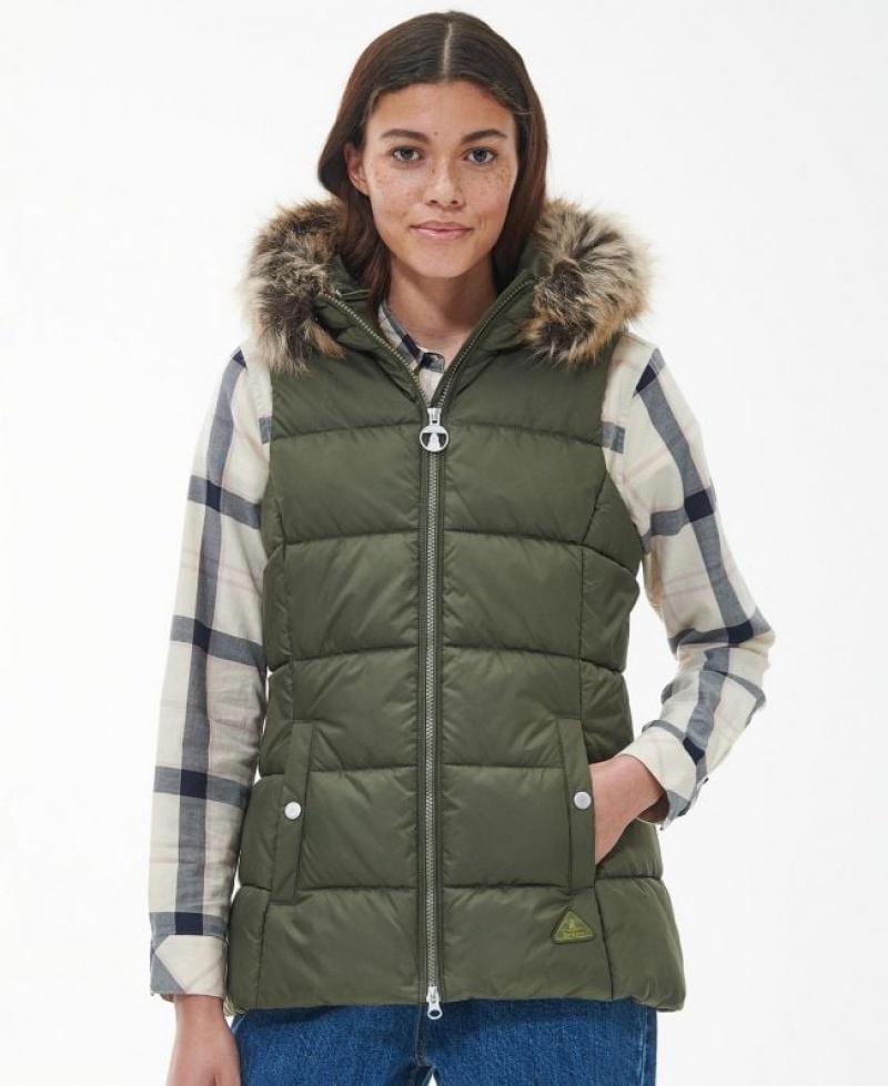 Olive Women Barbour Midhurst Vest | US-0637EOKTF