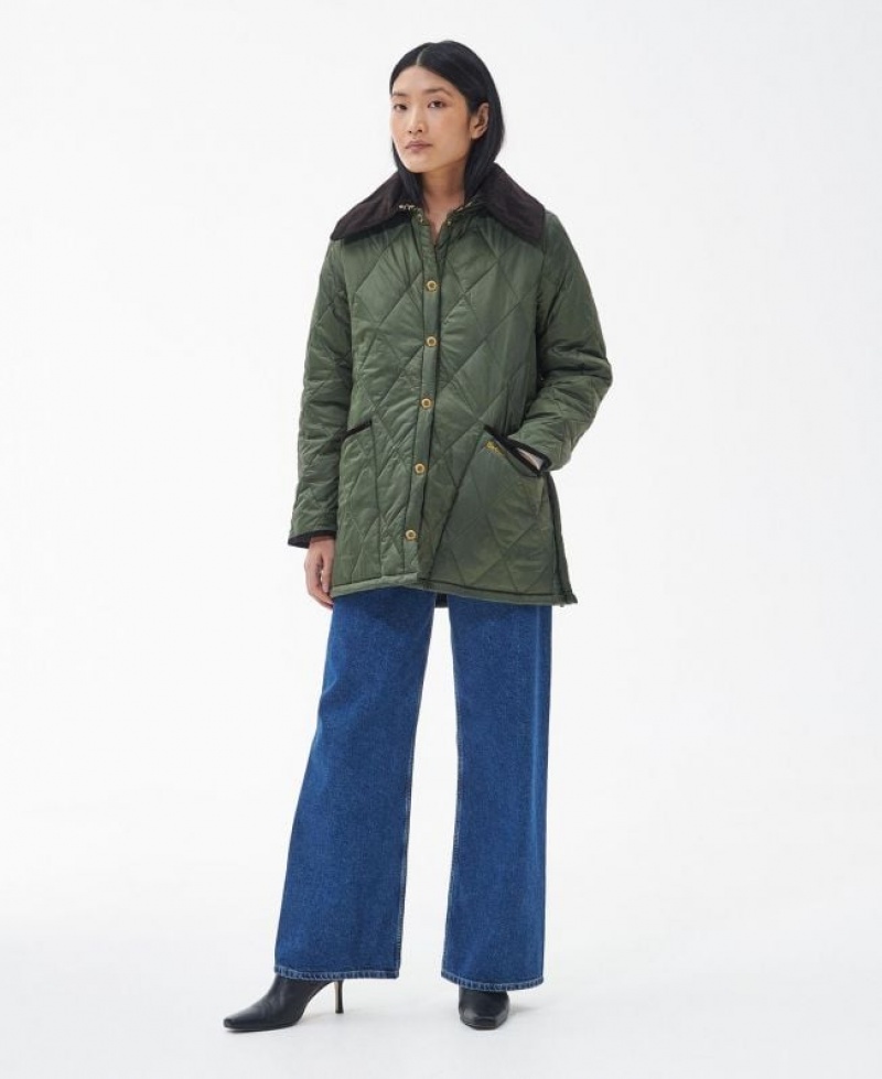 Olive Women Barbour Modern Liddesdale Quilted Jacket | US-5402UYQVP