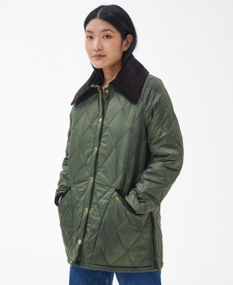 Olive Women Barbour Modern Liddesdale Quilted Jacket | US-5402UYQVP