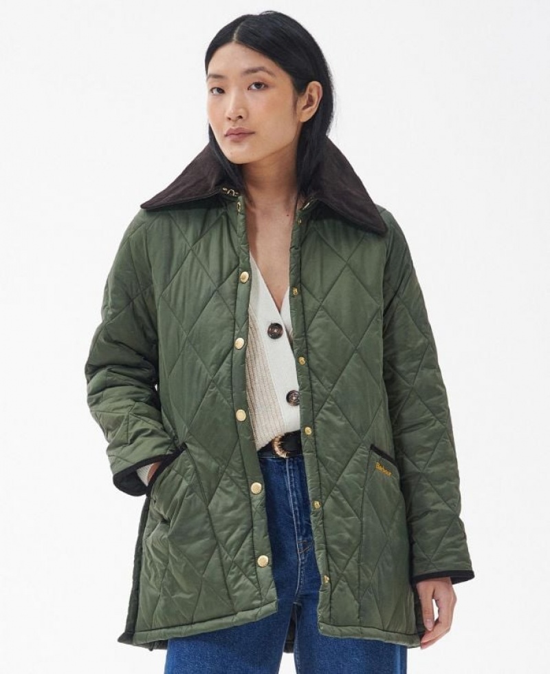 Olive Women Barbour Modern Liddesdale Quilted Jacket | US-5402UYQVP