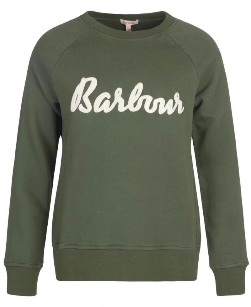 Olive Women Barbour Otterburn Sweatshirt | US-3207VGSEI