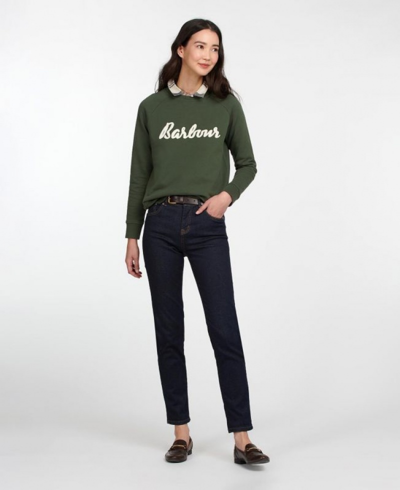 Olive Women Barbour Otterburn Sweatshirt | US-3207VGSEI