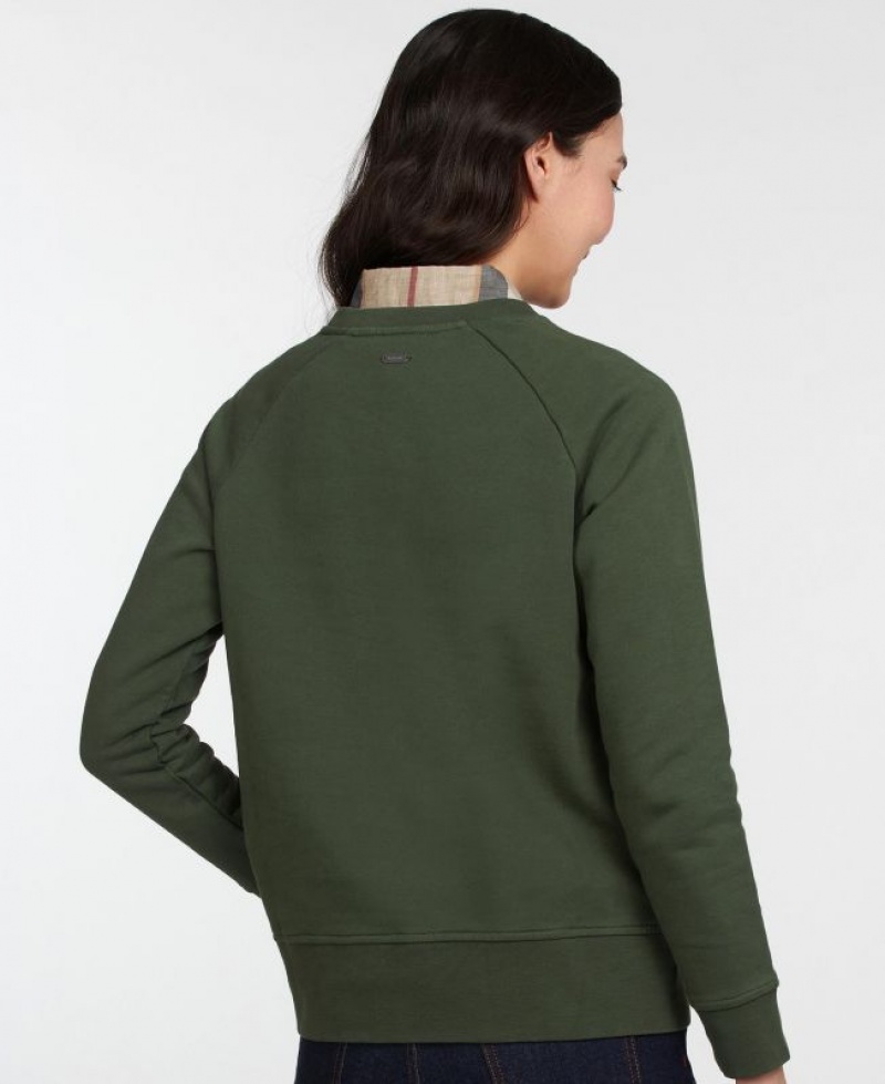 Olive Women Barbour Otterburn Sweatshirt | US-3207VGSEI