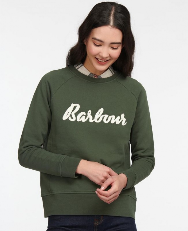 Olive Women Barbour Otterburn Sweatshirt | US-3207VGSEI