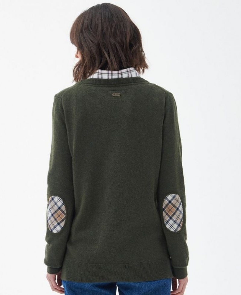 Olive Women Barbour Pendle Knitted Sweater | US-8125DJICX