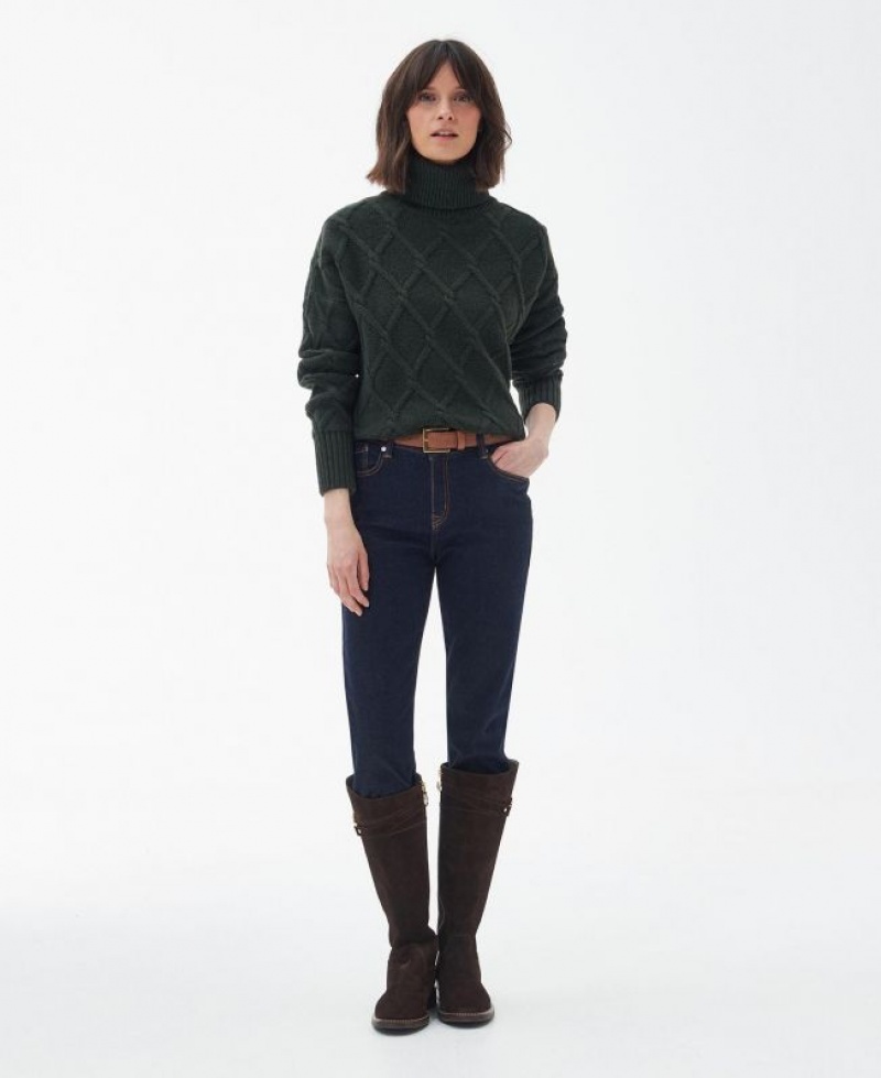 Olive Women Barbour Perch Knitted Sweater | US-9416ZLAYD