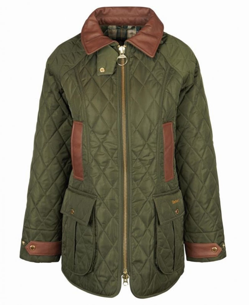 Olive Women Barbour Premium Beadnell Quilted Jacket | US-8149UXSLE