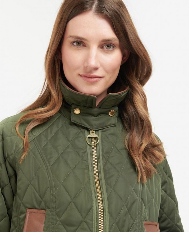 Olive Women Barbour Premium Beadnell Quilted Jacket | US-8149UXSLE