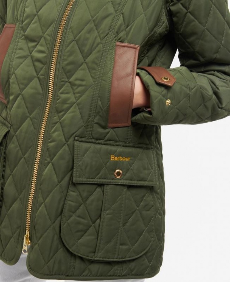 Olive Women Barbour Premium Beadnell Quilted Jacket | US-8149UXSLE