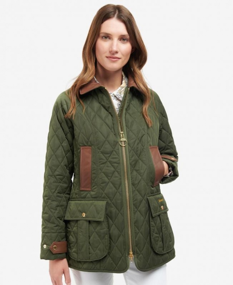 Olive Women Barbour Premium Beadnell Quilted Jacket | US-8149UXSLE