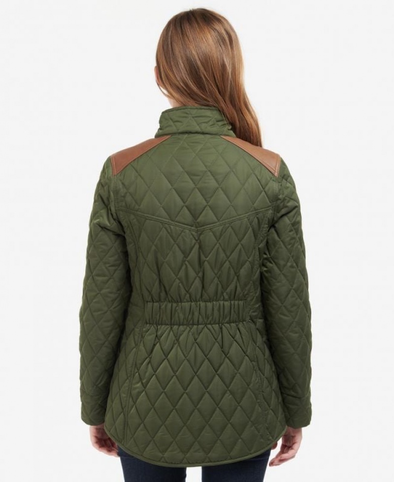 Olive Women Barbour Premium Cavalry Quilted Jacket | US-7586TURCQ