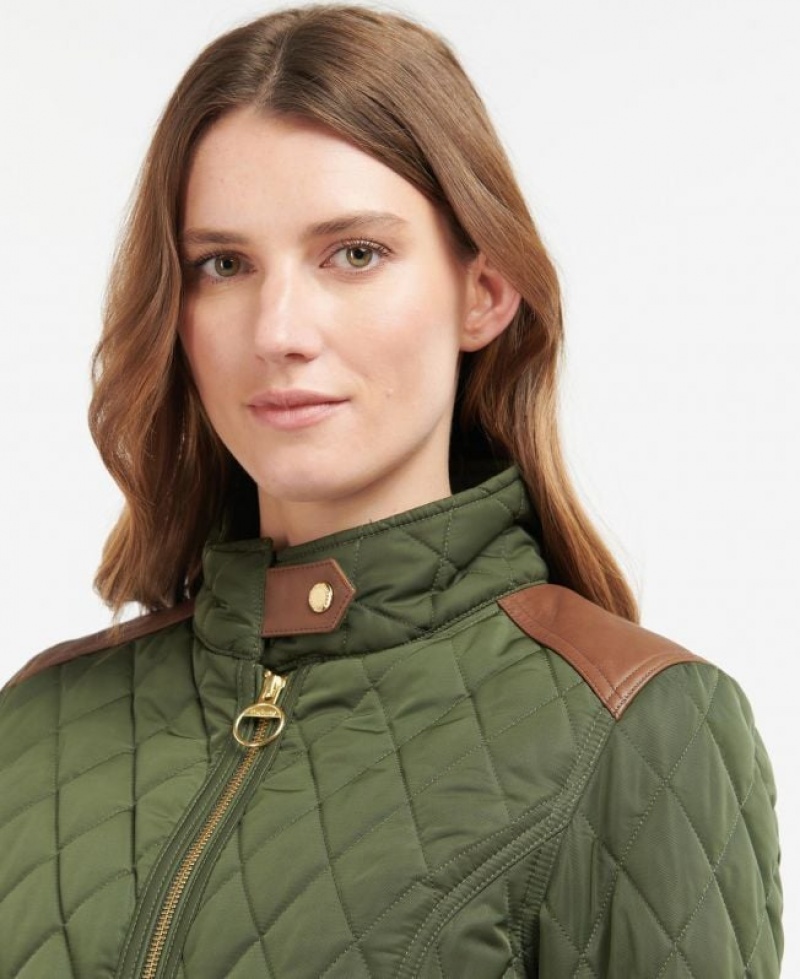 Olive Women Barbour Premium Cavalry Quilted Jacket | US-7586TURCQ