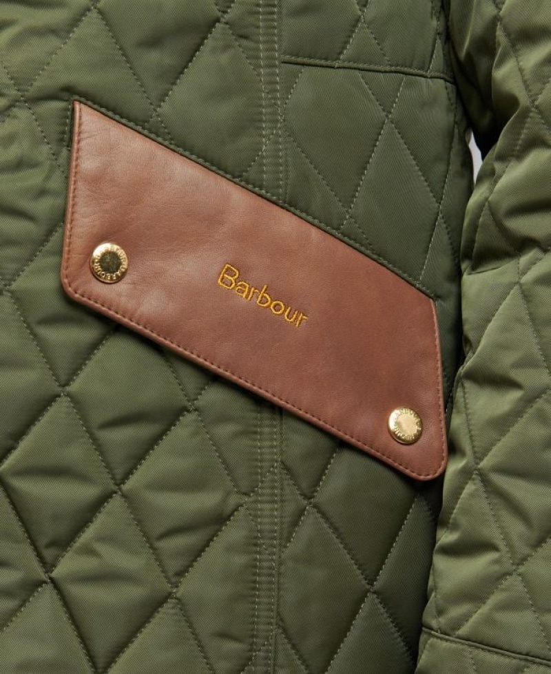 Olive Women Barbour Premium Cavalry Quilted Jacket | US-7586TURCQ