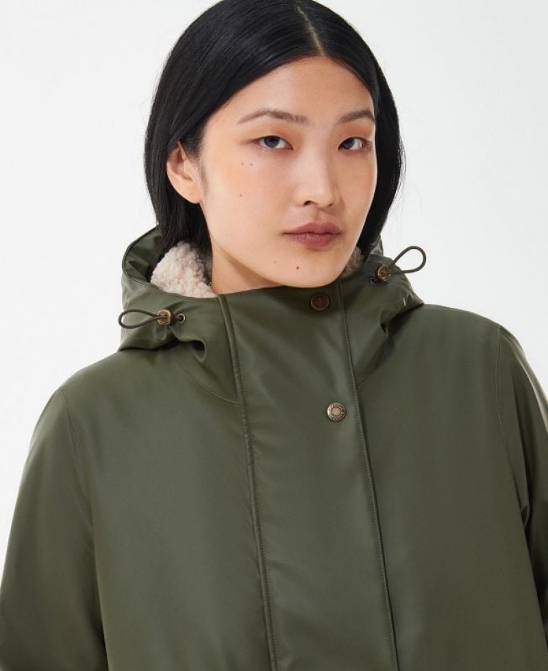 Olive Women Barbour Redclaw Rain Jacket | US-2486GTSOI