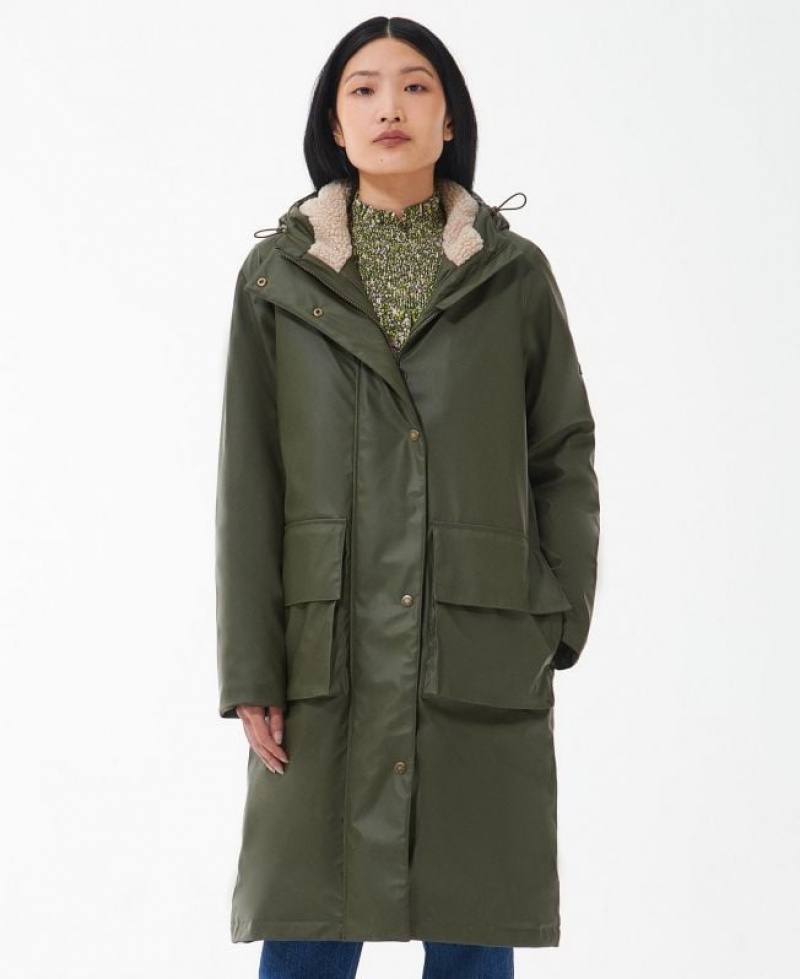 Olive Women Barbour Redclaw Rain Jacket | US-2486GTSOI