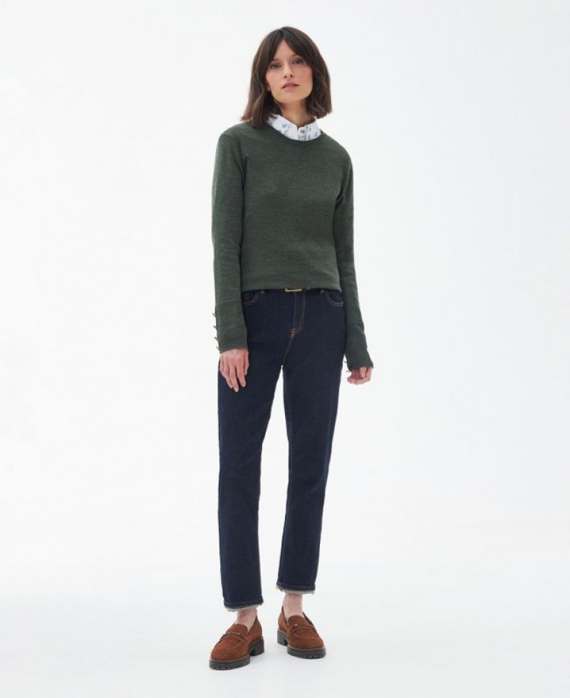 Olive Women Barbour Ridley Knitted Sweater | US-8076EGVRX