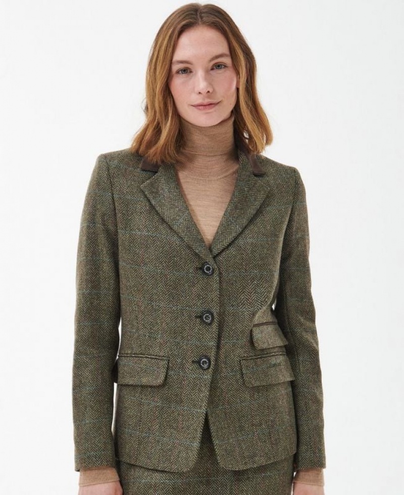 Olive Women Barbour Robinson Tailored Casual Jacket | US-5602QAIXV