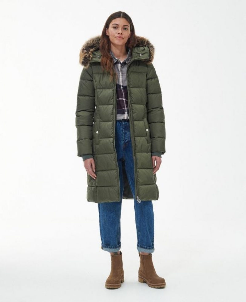 Olive Women Barbour Rosoman Quilted Jacket | US-1394WGMYV