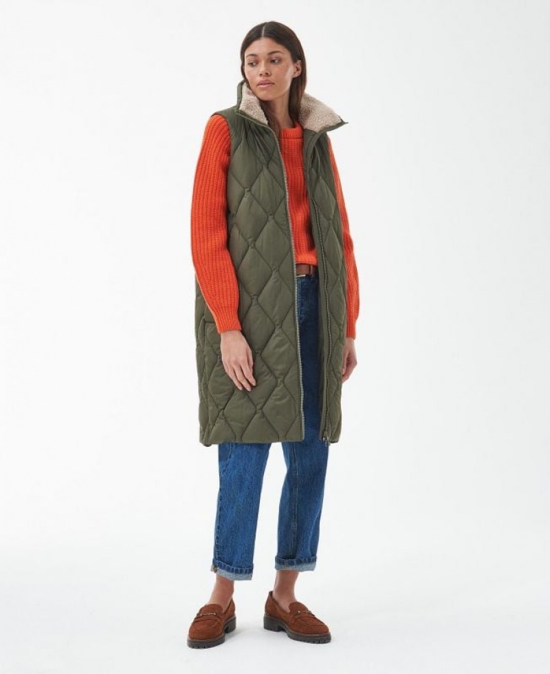 Olive Women Barbour Samphire Vest | US-6945GTFLY