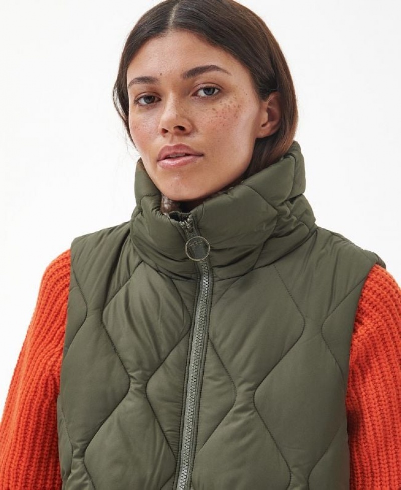 Olive Women Barbour Samphire Vest | US-6945GTFLY