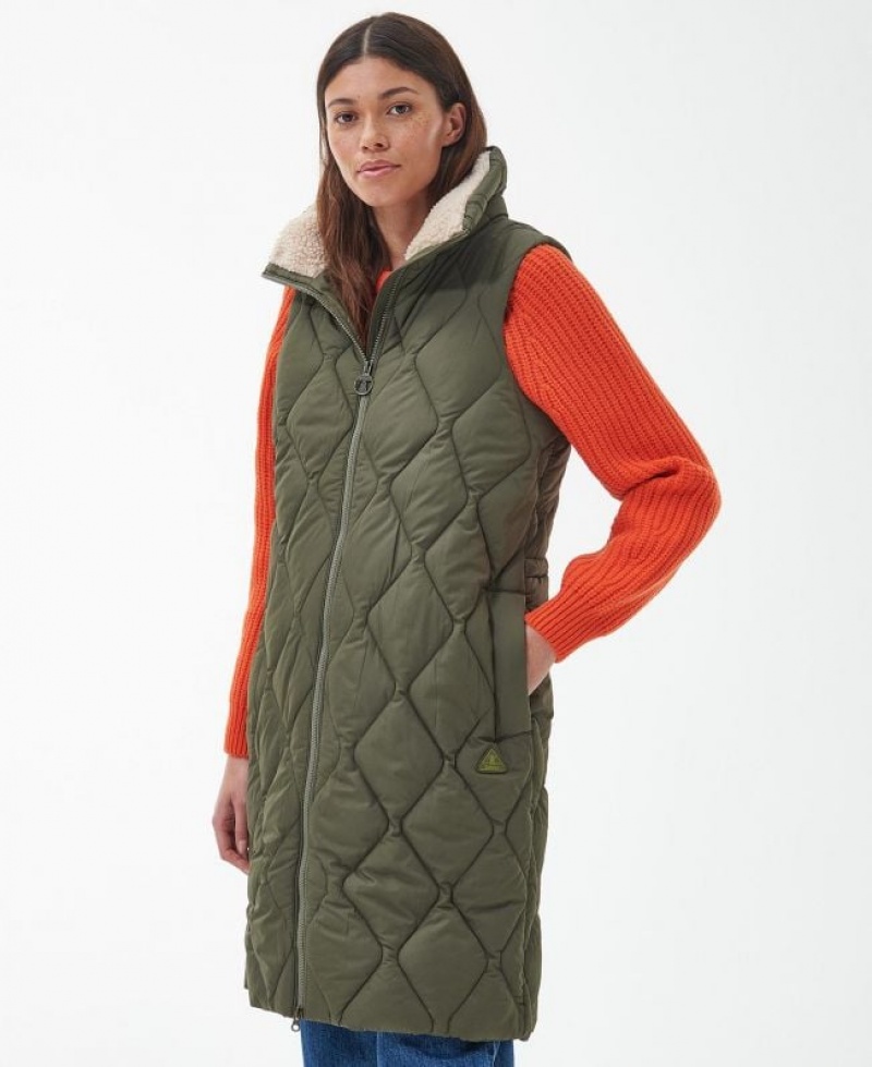 Olive Women Barbour Samphire Vest | US-6945GTFLY