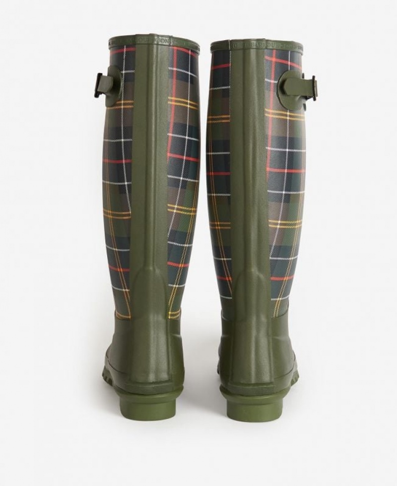 Olive Women Barbour Tartan Bede Wellingtons Rain Boots | US-7518ZXPWG