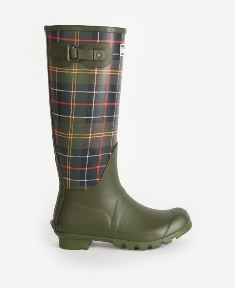 Olive Women Barbour Tartan Bede Wellingtons Rain Boots | US-7518ZXPWG