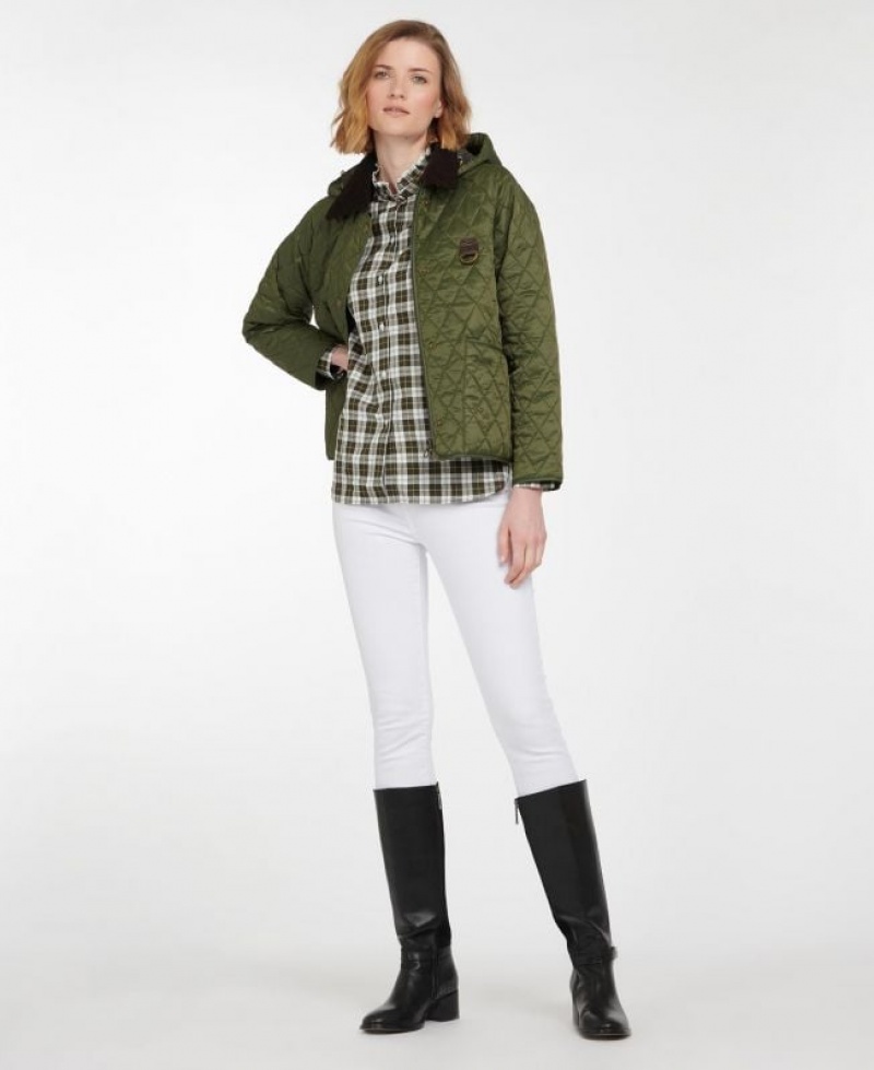 Olive Women Barbour Tobymory Quilted Jacket | US-1897BAIYX