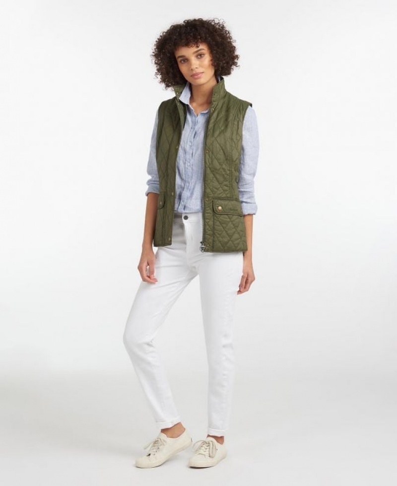 Olive Women Barbour Weste Otterburn Vest | US-6039MZBEP