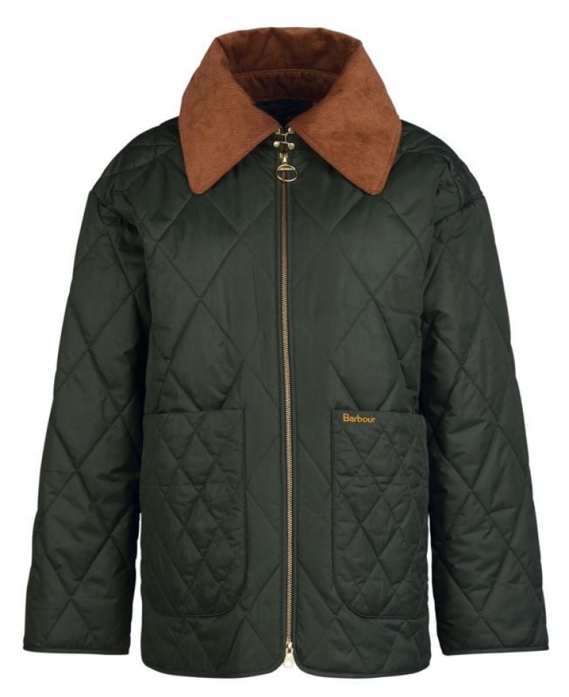 Olive Women Barbour Woodhall Quilted Jacket | US-3591FWZTC