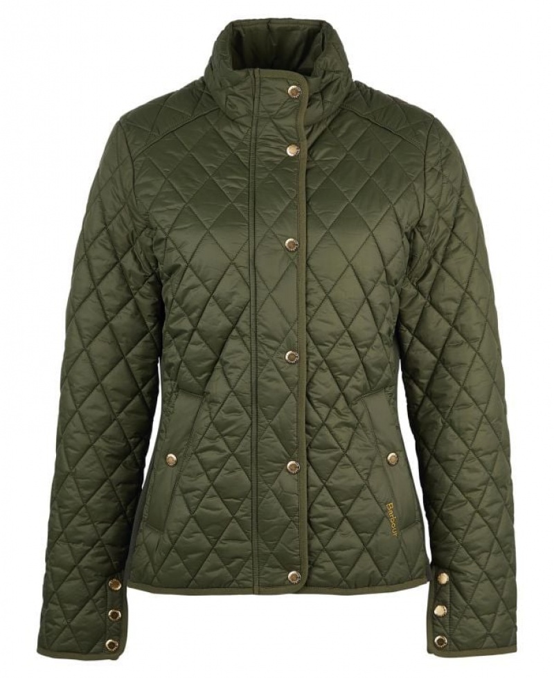 Olive Women Barbour Yarrow Quilted Jacket | US-6527KXOSL