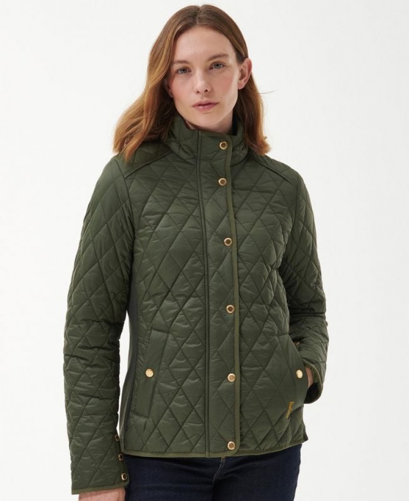 Olive Women Barbour Yarrow Quilted Jacket | US-6527KXOSL