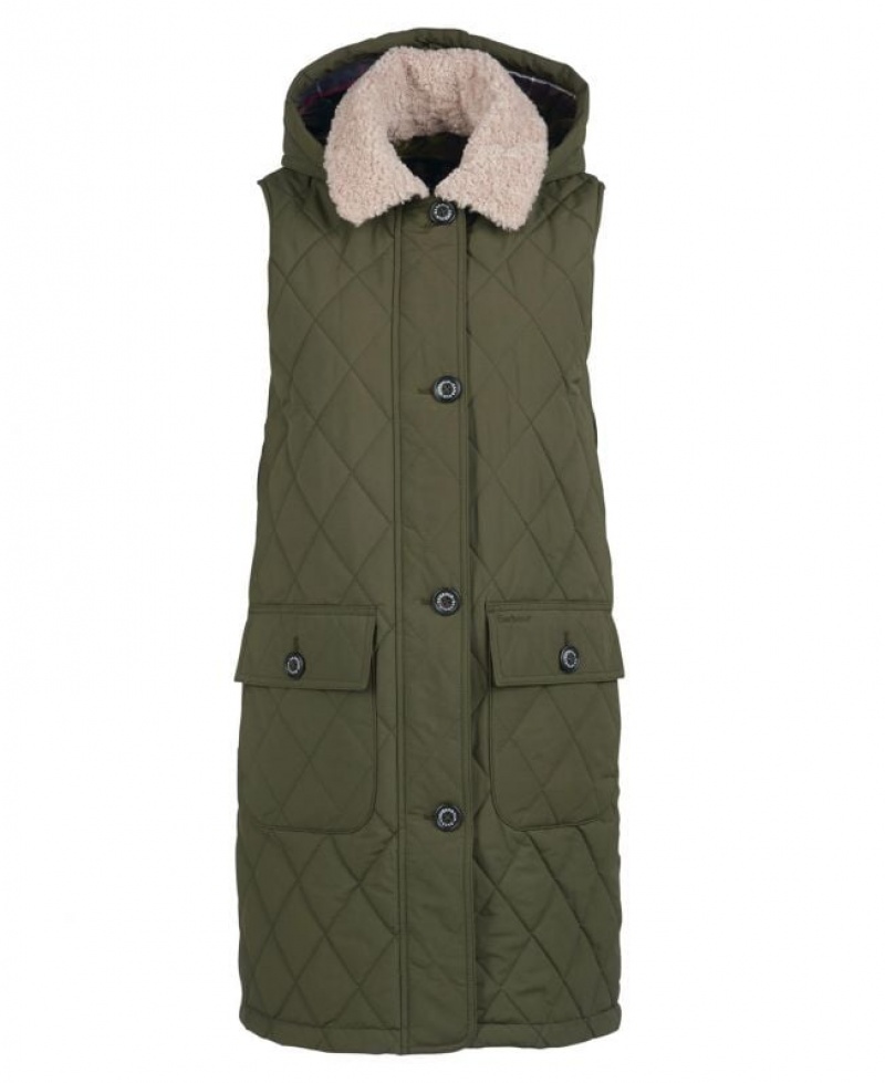 Olive Women Barbour Zander Vest | US-6971WUYIP