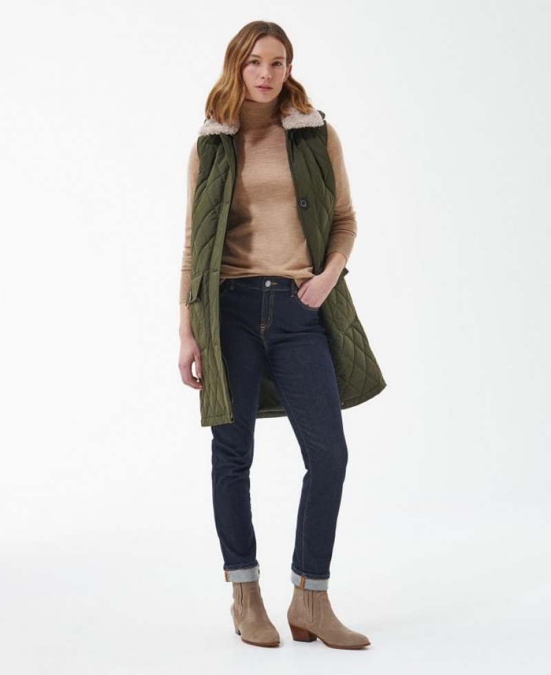 Olive Women Barbour Zander Vest | US-6971WUYIP