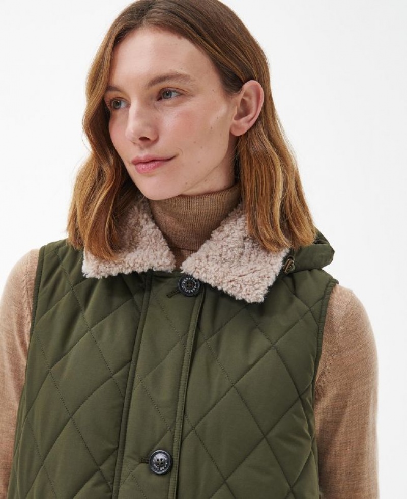 Olive Women Barbour Zander Vest | US-6971WUYIP