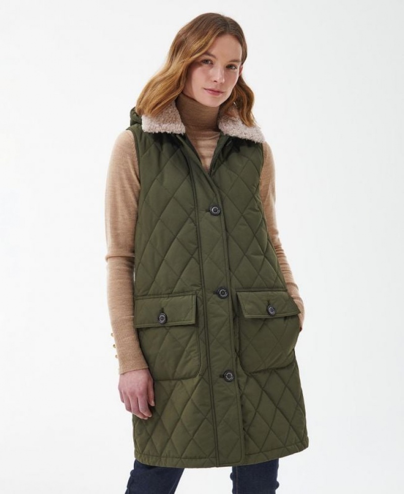 Olive Women Barbour Zander Vest | US-6971WUYIP