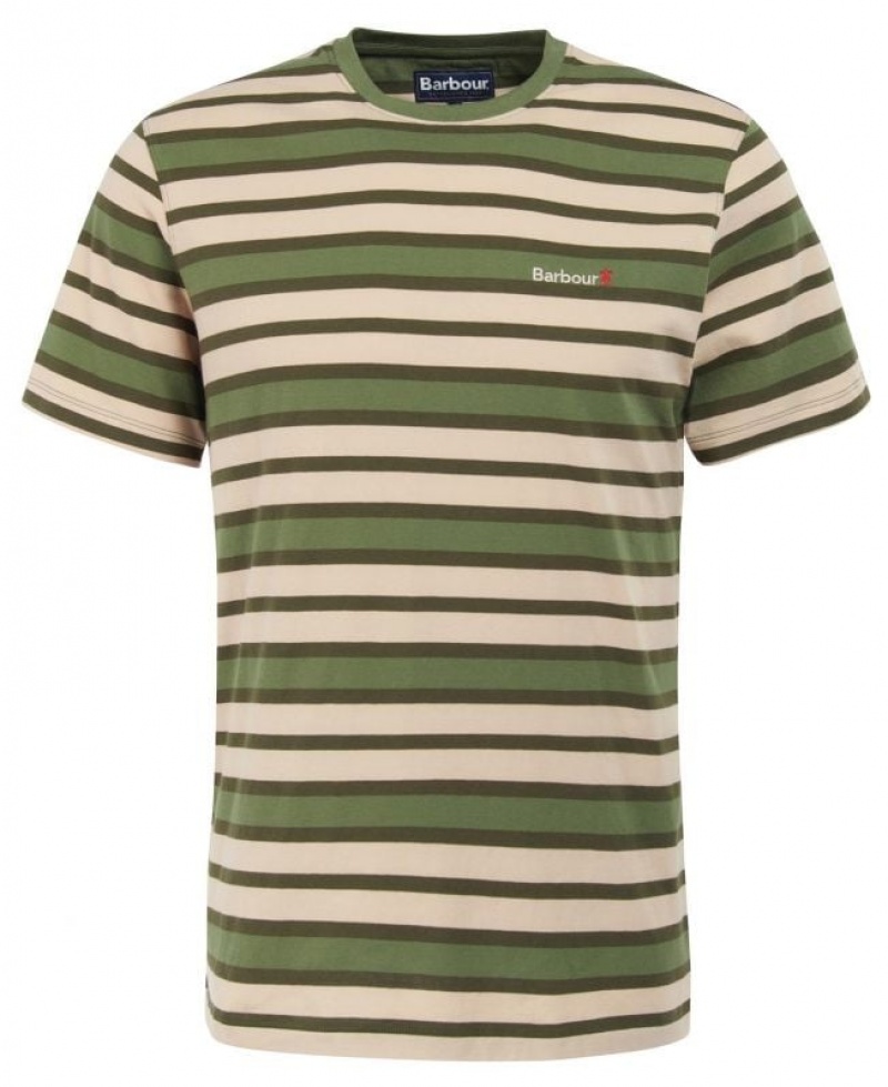 Olive / Beige Men Barbour Crundale Stripe T-Shirts | US-3984PWDVE