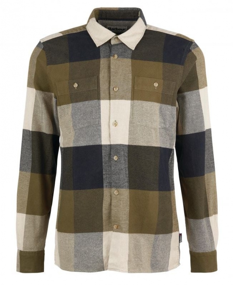 Olive / Beige / Navy Men Barbour Alberta Tailored Shirts | US-4570OSPBI