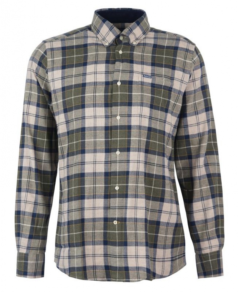 Olive / Beige / Navy Men Barbour Fortrose Tailored Shirts | US-3597OCLRH